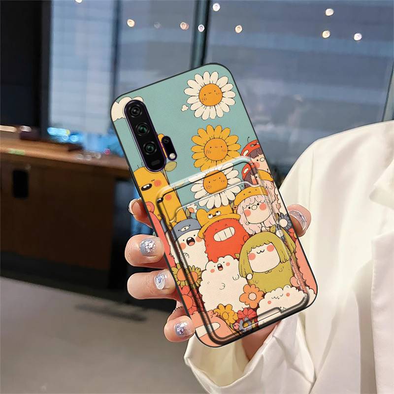 Protective Card Bag Phone Case For Huawei Honor 20 Pro Fashion Design Durable Cover Card Slot Waterproof Cartoon Cute