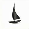 Metal Sailboat Ornament Dark BronzeBrown Finish Decorative Sculpture Layered Sails Abstract