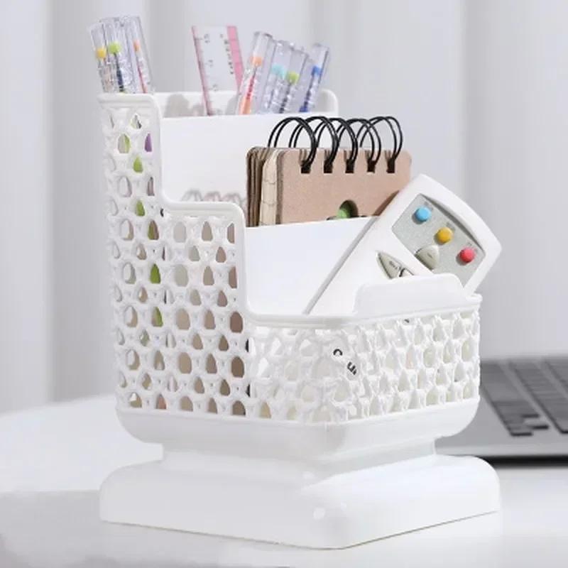 

Personalized Office Desk Storage Box Minimalist Multi-functional Stationery Makeup Brush Phone Holder Desktop Clutter Organizer білий