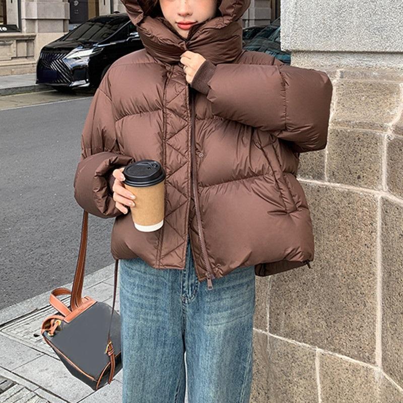 Winter Down Cotton Jacket Thick Warm Parkas Women Hooded Puffer Coat Loose Casual Overcoat Short Coat Female Outerwear