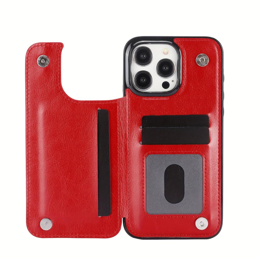 Handytasche, Brieftaschen-Handyhülle mit Kartenhalter, PU-Lederhülle mit Ständer und Kartenfächern, doppeltem Magnetverschluss und langlebiger, stoßfester Hülle für das iPhone