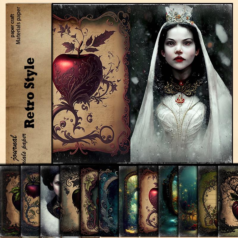 Retro Dark Snow White Pattern Journal - 12 Character Series
