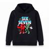 Kids Boys Girls Six Seven Cartoon Character Print Pullover Hoodie, Casual Soft Long Sleeve Hooded Sweatshirt for Children Daily Wear Gift for 6