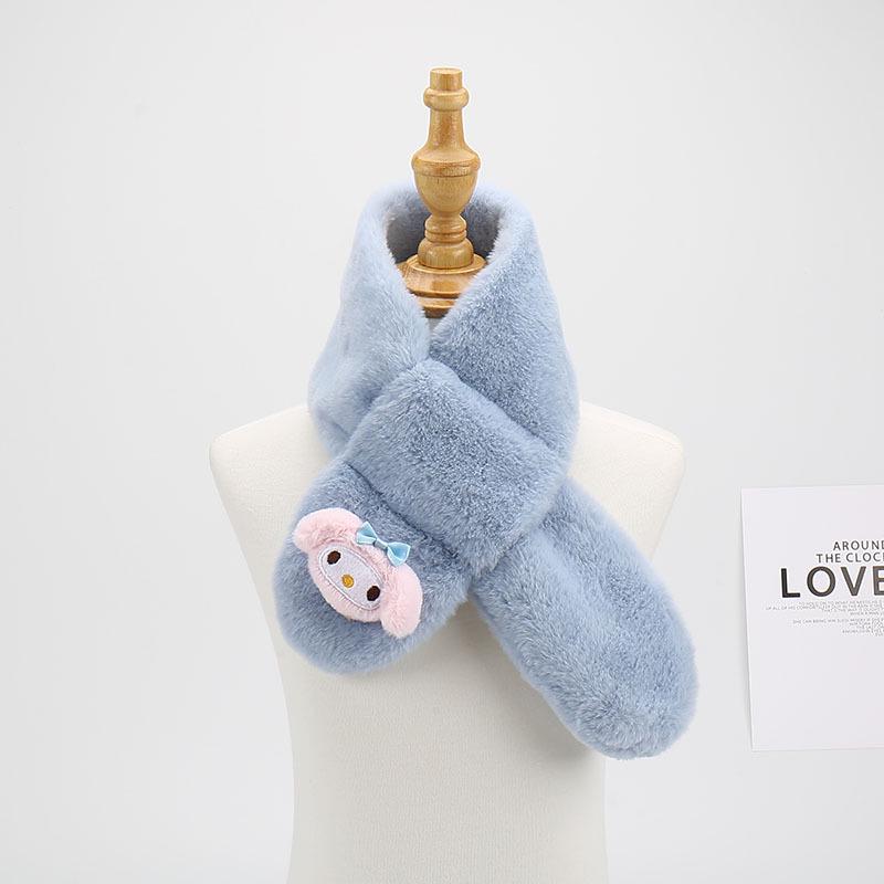 2025 Korean-Style Parent-Child Plush Scarf for Kids - Faux Rabbit and Mink Fur, Warm for Autumn/Winter Boys & Girls
