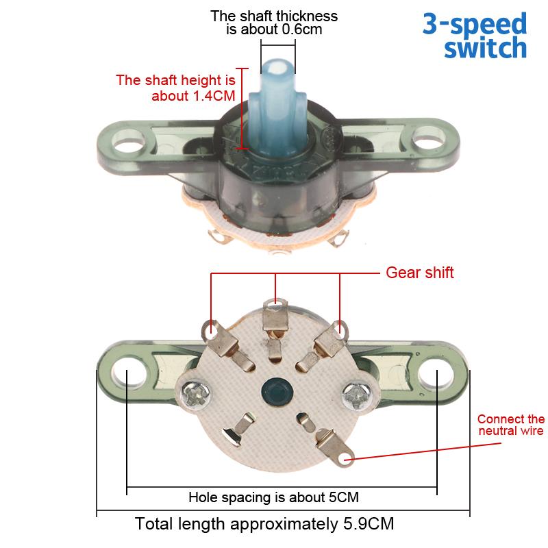 Round Fan Speed Control Switch For Floor Fan Wall Fan Gear Switch Replacement Parts