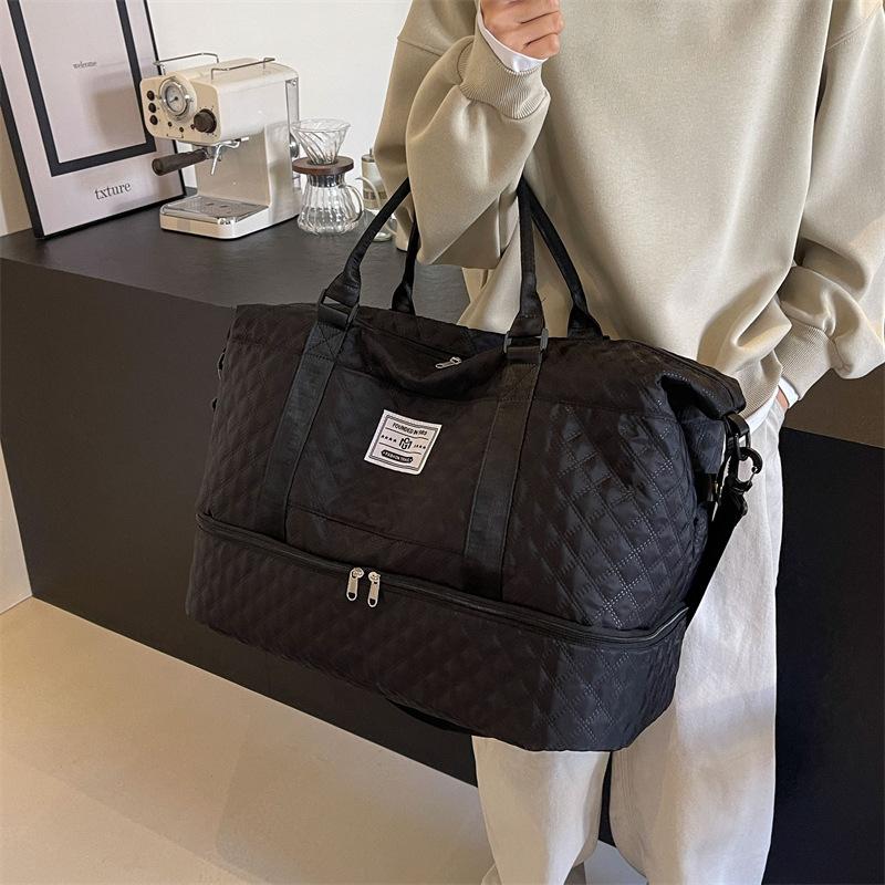 Modna Torba Sportowa na Krótką Podróż, Rhombus, Separacja na Mokre i Suche, Torba na Jogę i Fitness, Duża Pojemność, Torba na Buty Cango, Torba Podróżna