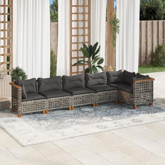 VidaXL Salon de jardin 6 pcs avec coussins gris résine tressée 3261849