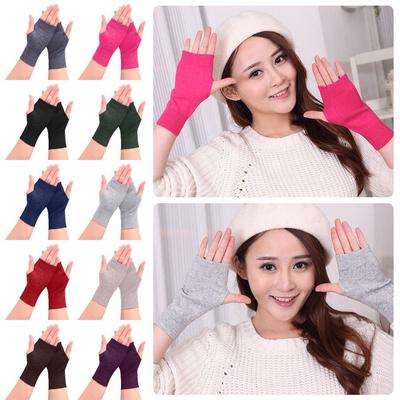 Gants en Cachemire Chauds Gants en Laine Tricotés Sans Doigts Moufles Mode Unisexe