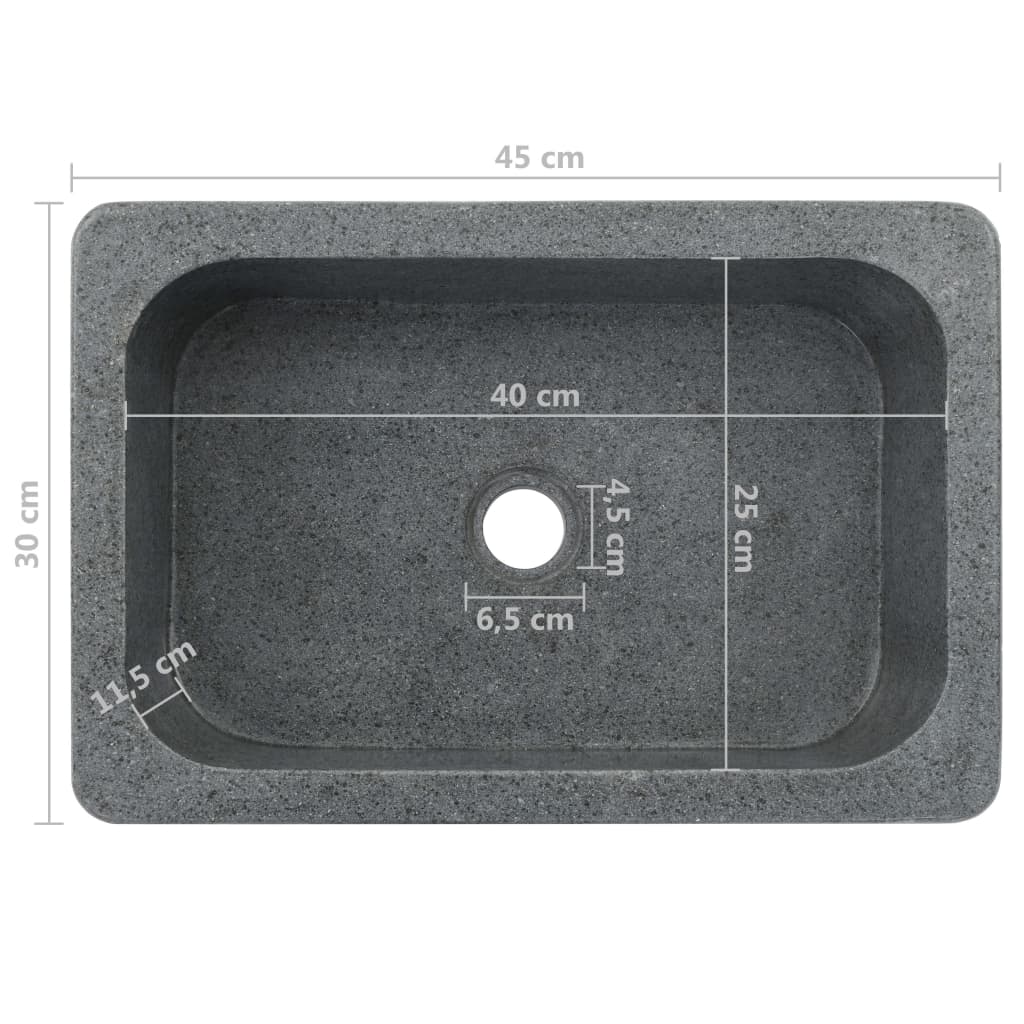 45 X 30 X 15 Cm River Stone Wash Basin Black