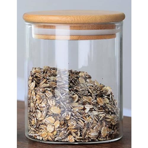 Morning Place Glass Condiment Jar with Bamboo Lid, Seasoning Bottle Set, Salt, Pepper, Sugar Shakers, Condiment Pot for Kitchen (Set of 3)