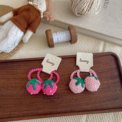 Neues Wollhäkel-Erdbeer-Kinderhaarband ist klein und niedlich, hochelastisch und schädigt das Haar nicht, Pferdeschwanz-Haarschmuck, ein Lederband