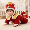 New Year's Greeting Outfit for Babies 2025 New Winter Style for Infants Aged One Week Old, Red One-Piece Romper for Baby Girls