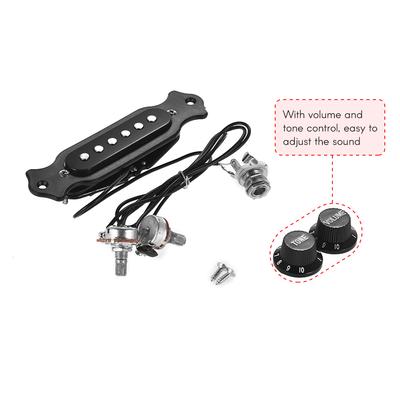 Guitar Copper Single Magnetic Coil Noiseless Acoustic Guitar Pickup With Volume Tone Control with Knobs Mounting Screws Set