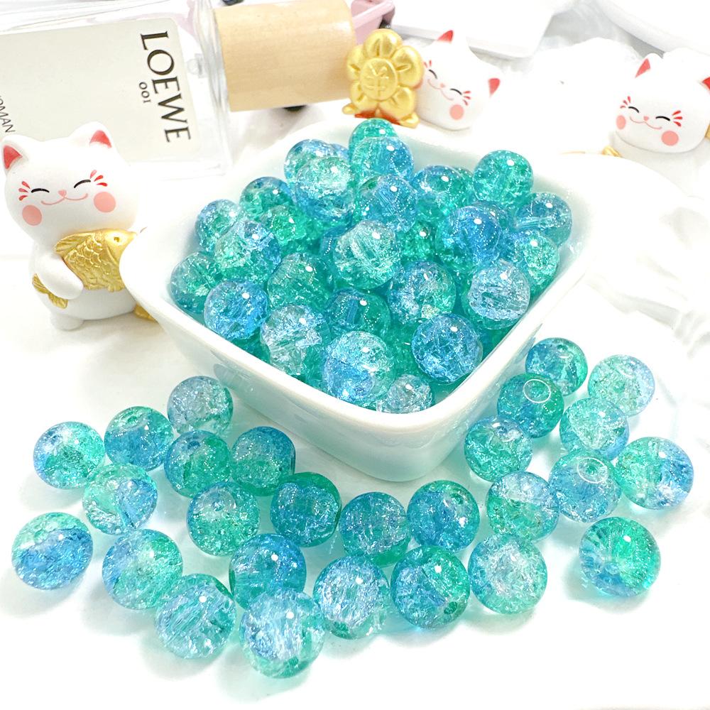 10mm Crackle Glass Round Beads, Loose Spacer Beads DIY Accessories for Bracelet Making 50pcs