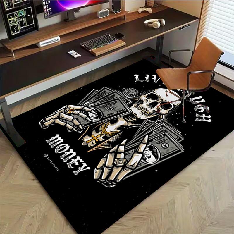 1pc Skull Money Carpet, Office Rug Outdoor Mat Home Decor Area Carpet Festival