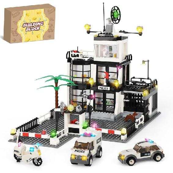 City Oceans Fire Station Building Kit - Compatible with Lego fire Station Set, with Fire Station/Fire Helicopter/Fire Ship/Rescue Boat, Gift for Sets Police Station