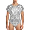 Adaptive Swimwear for Men M-3XL Waterproof Bodysuit Button Crotch Short Sleeve Elastic Waistband Leakproof Jumpsuit for Special Needs