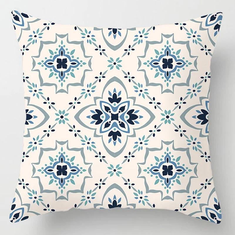45x45cm Modern Geometric Cushion Cover Art Blue Marble Print Pillowcase Car Sofa Office Waist Throw  Home Decor