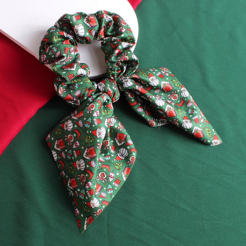 

Festive Christmas Ribbon Hair Scrunchies - Cute Holiday Hair Ties зелений