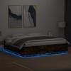 LED Bed Frame In Smoked Oak 200x200 Cm Engineered Wood