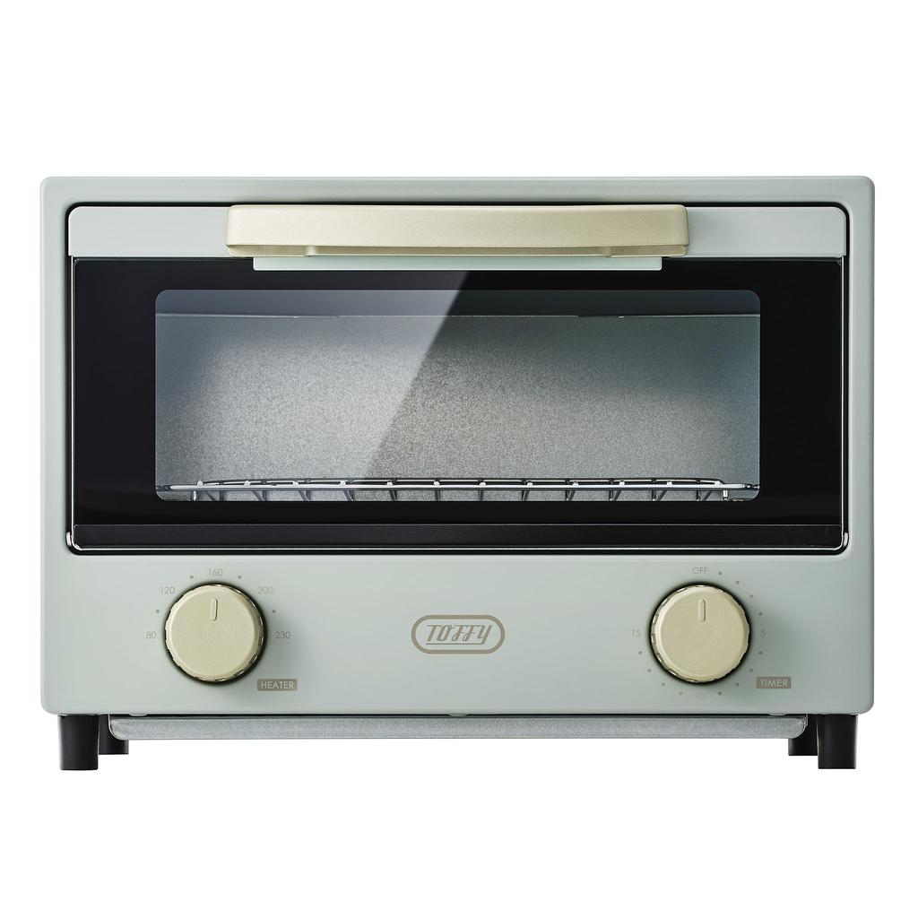 Toffy Far-Infrared Toaster Oven K-HTS2, 2-Slice Capacity, Dual-Light Heater, 80-230°C Temperature Control, Tray Included, K-HTS2-SML (Smoky Leaf)