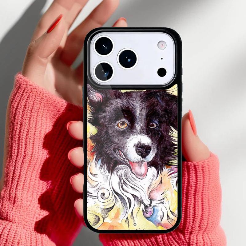 Border Collie Watercolor Phone Case for iPhone 17 16 15 14 13 Pro Max Back Cover for 12 11 Pro Coque