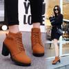 New Women Pumps Boots High Quality Lace-up European Ladies Shoes PU High Heels Boots