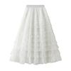 Tutu Cake Skirts Women Elegant Cascading Ruffles A Line Long Skirts Female Casual Elastic Waist Party Lace Skirt Faldas