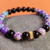 This 8mm purple imperial stone+obsidian natural stone hand-woven bracelet is suitable for both men and women and is a perfect choice for everyday wear