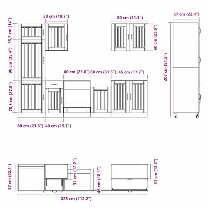 VidaXL Ensemble d'armoires de cuisine 7 pcs Kalmar bois d'ingénierie, ensemble d'armoire, étagère de rangement, placard, 3314777