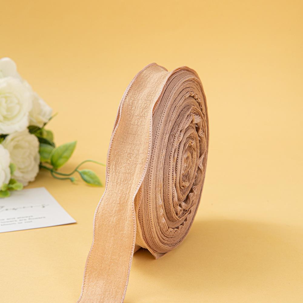 

2.5cm Small Fresh Large Pleated Ribbon with Lotus Leaf Edge and Bow Tie Bubble Pleated Decorative Woven Strap 4.2m хакі