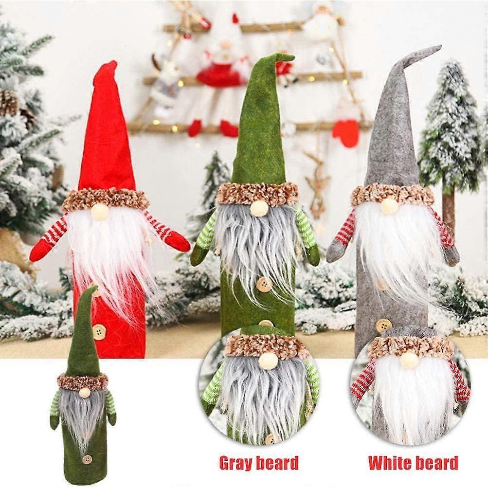 Pacote com 3 Tampas de Garrafa de Vinho de Natal, 3 Cores de Decorações para Garrafa de Vinho Sacos de Garrafa de Papai Noel com Cordão Decoração de Festa de Natal (27 x 13 cm)