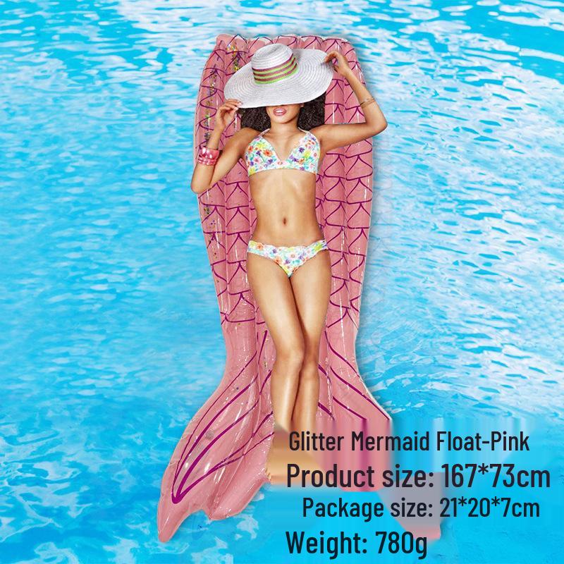 Inflatable PVC Float Recliner: Foldable Striped Swimming Bed