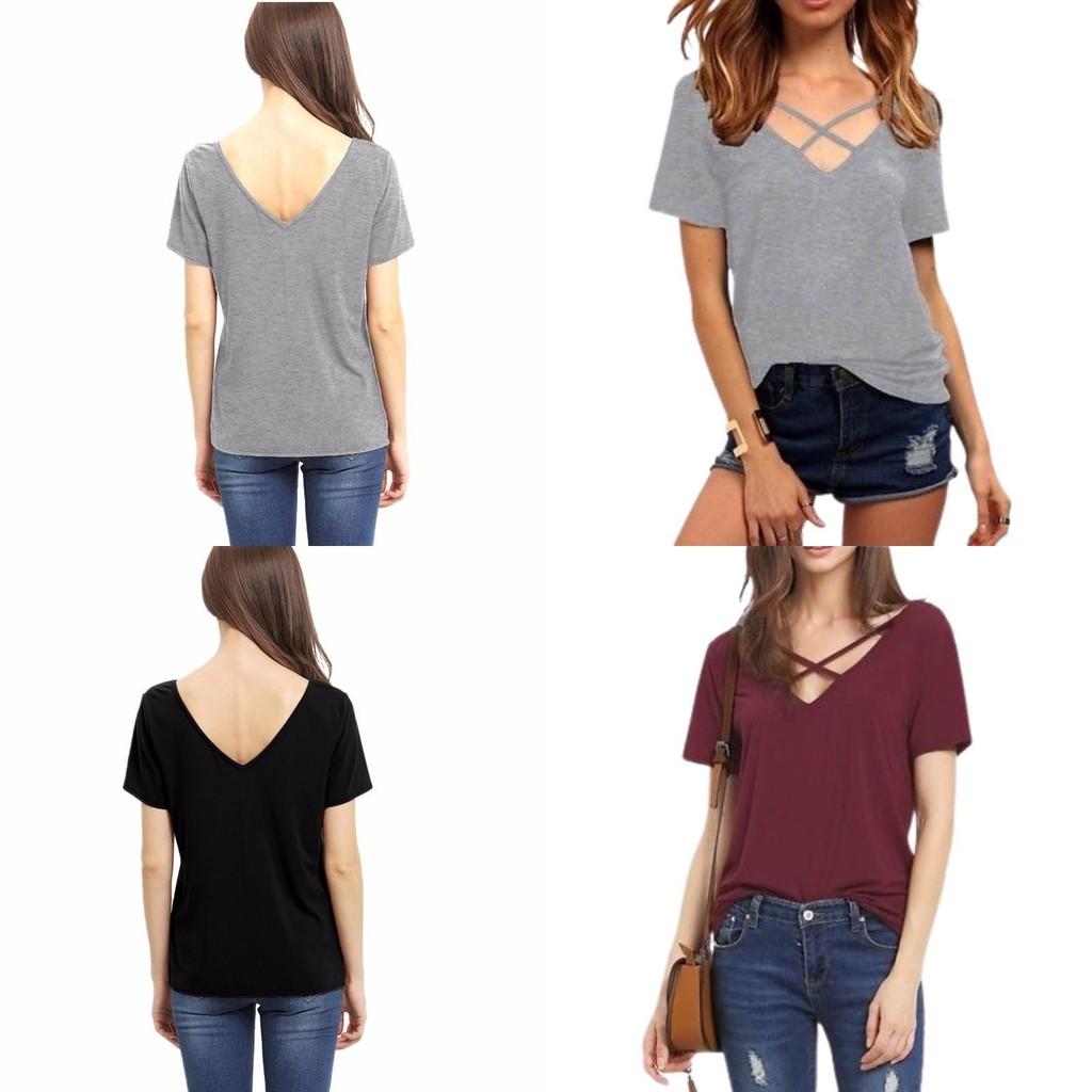 Stylowy Bawełniany T-shirt Damski Plus Size z Dekoltem V, Krótkim Rękawem, Luźnym Krój