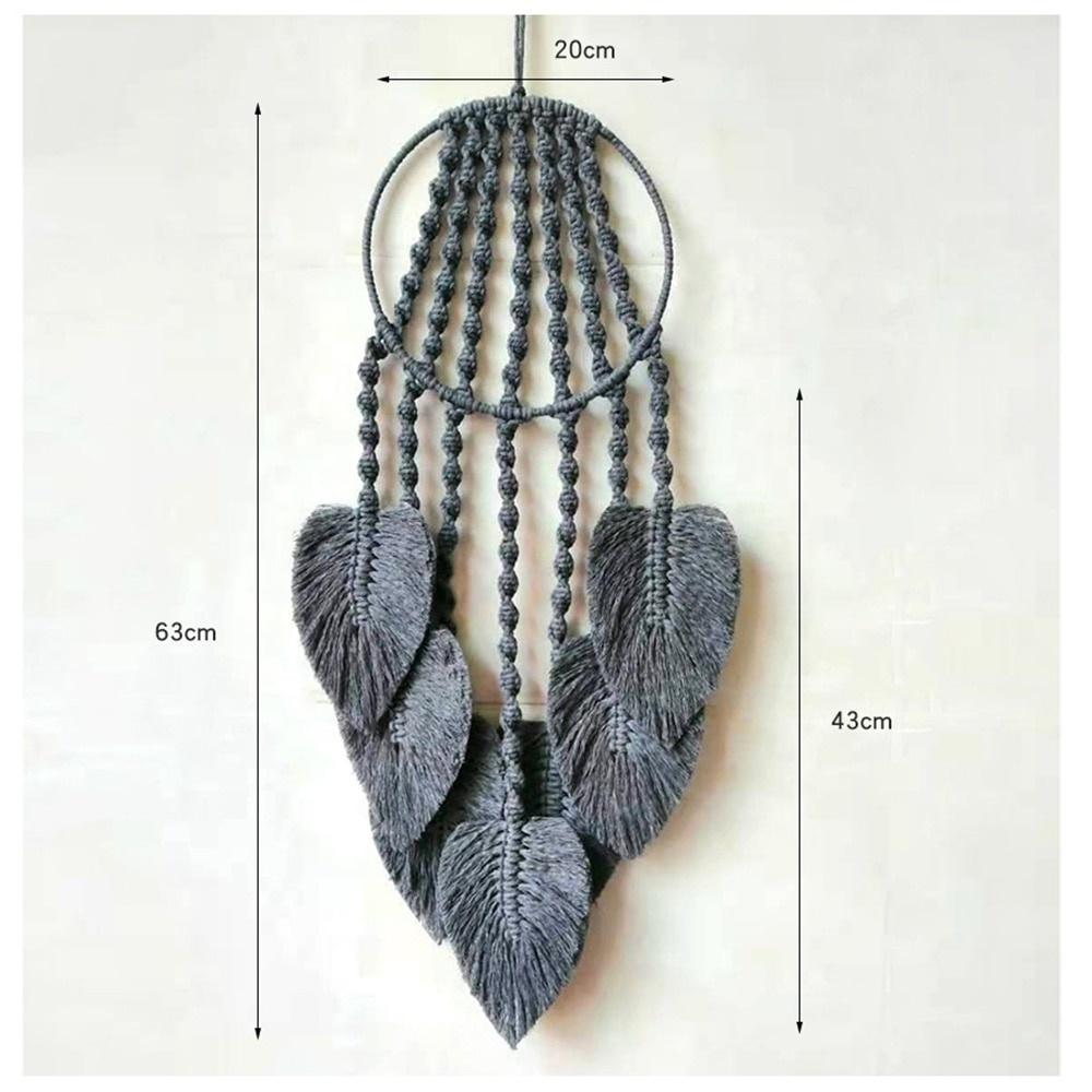 1Pc Handwoven Feather Leaf Macrame Hoop Dream Catcher Wall Hanging Tapestry for Bedroom Home Decoration Craft Ornament Gift244