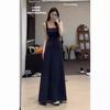 Maillard Haute Couture Design Temperament Solid Color Waist Dress Women's Waist Long Skirt Female A-line Little Mother Style Dress