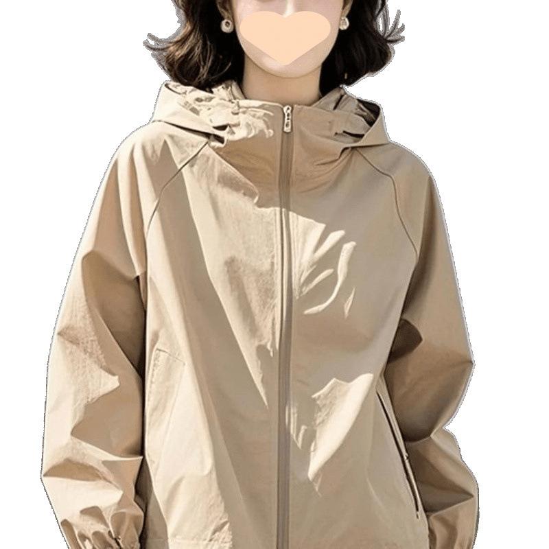 Loose Versatile Stylish Cropped Casual Hooded Jacket Spring Windbreaker