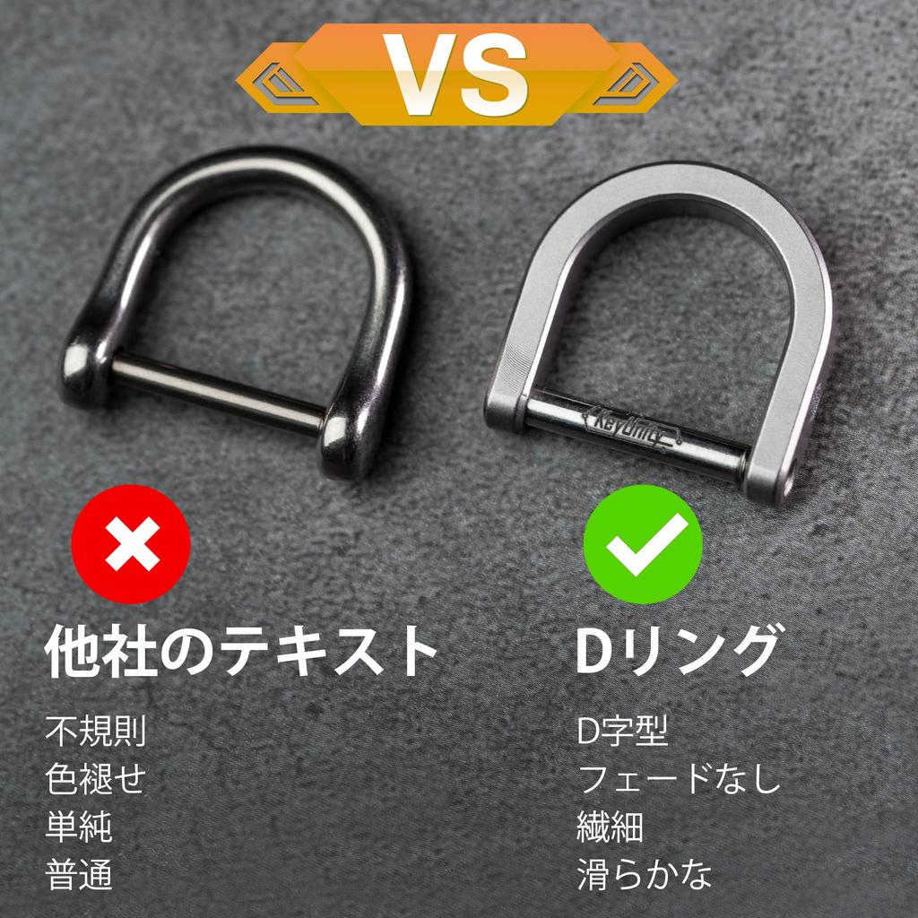 KeyUnity KA17 Titanium Key Ring, D-Ring Keychain, Lightweight, D-Type, Car Keys, DIY Key Storage,