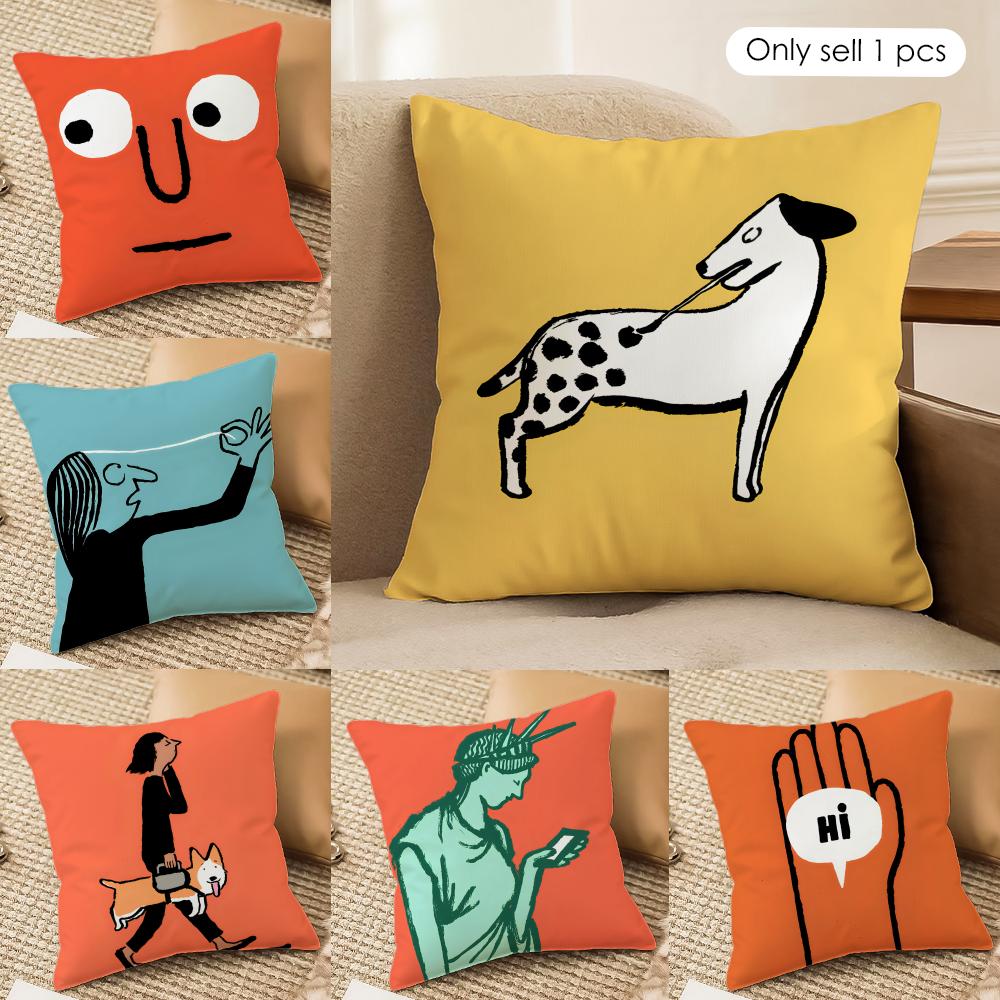 Aesthetic Art JJeanJullien Cushion Cover Silky Short Plush Invisible Zipper Dustproof Sofa Pillow Case For Home Decor
