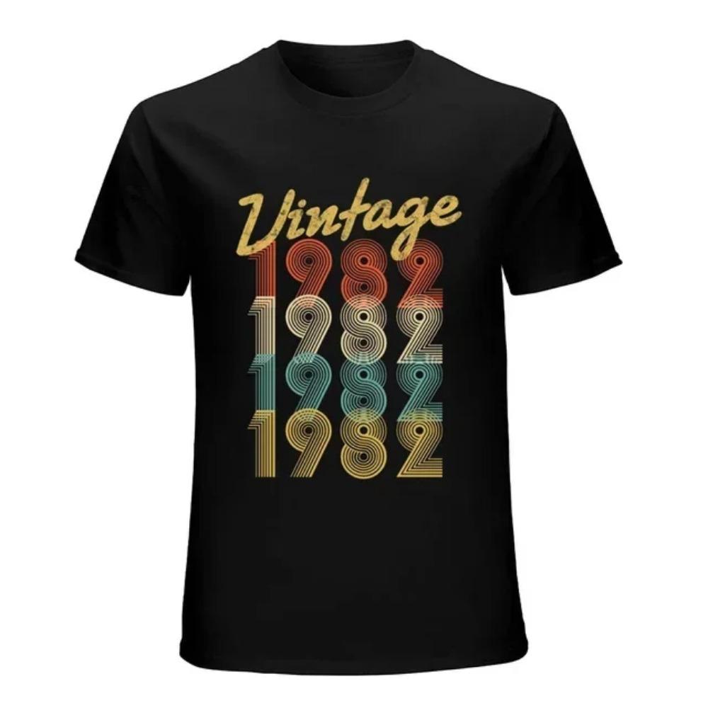 Vintage 40-årsdag 40 år 1982 Retro Kassettband Videokassett Diskettskjorta T-shirt Man Fru Skjorta Streetwear