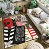 Retro Fashion Tickets Movie Night Time Anti-Slip Kitchen Bedroom Handmade Tufted Rug Carpet Living Room Entrance Decoration