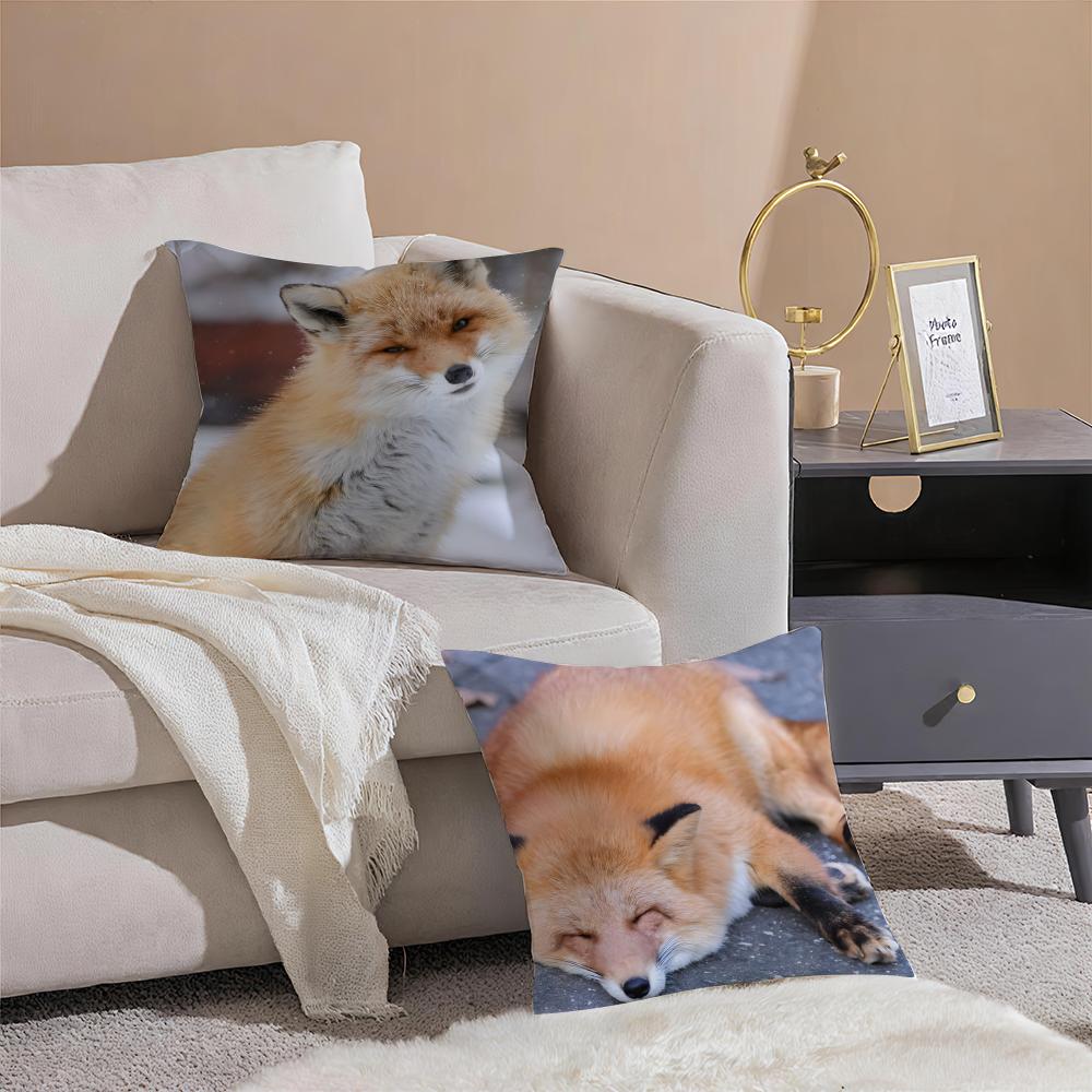 funny foxy photograph Cushion Cover Throw Pillow Cover Hidden Button Durable Polyester Chair Cushion