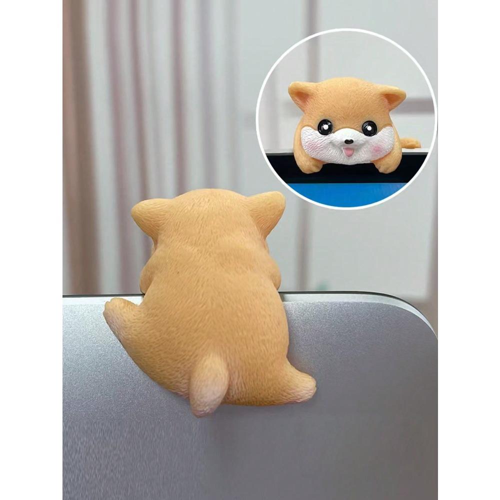 1ks Monitor počítače/TV Displej Roztomilá Zvířecí Dekorace Ozdoba, Domácí/Stolní Dekorace, Dodává se s 1 Lepicím Gelem, Lze také připravit lepidlo