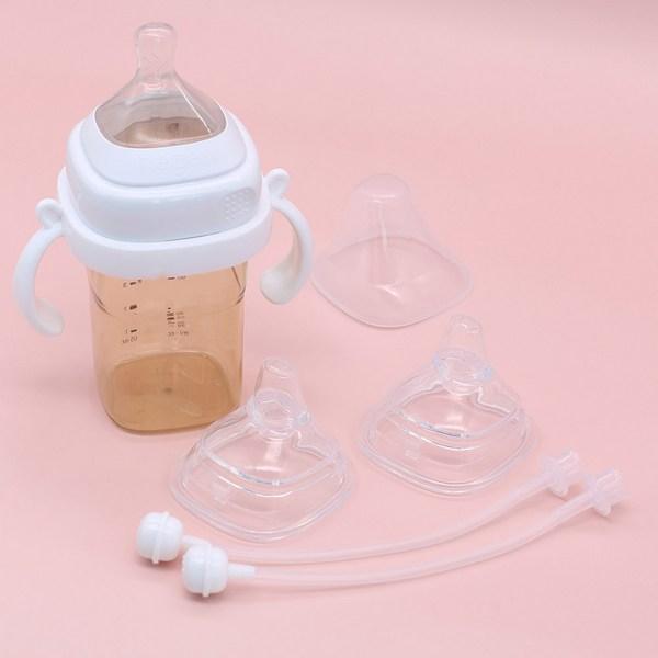 Purea Hegen Baby Bottle Compatible Spout Faucet 2p + Weight Straw 2p Set, Transparent, 1 Set