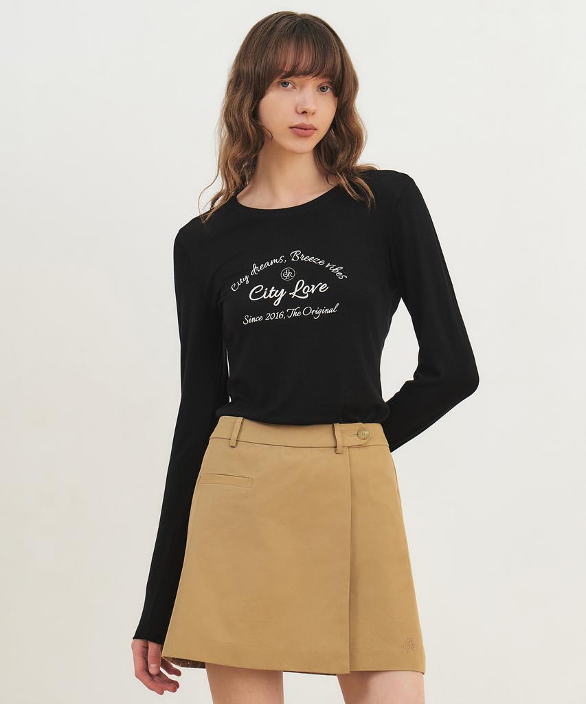 City Breeze Wrap Mini Skirt_Beige
