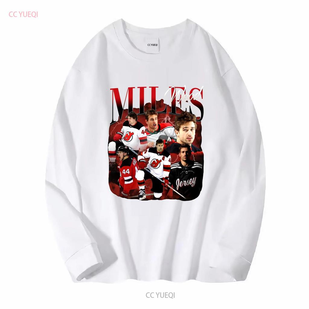 Miles Wood New Jersey Hockey T Shirt Devils Sweat long or short sleeves vintage Washed Unisex Top For Everyday Wear homme