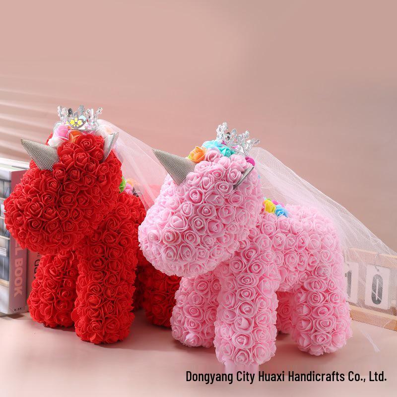 Unicorn Rose Crown: Preserved PE Foam Flower with Veil - Valentine's Day & Qixi Festival Gift