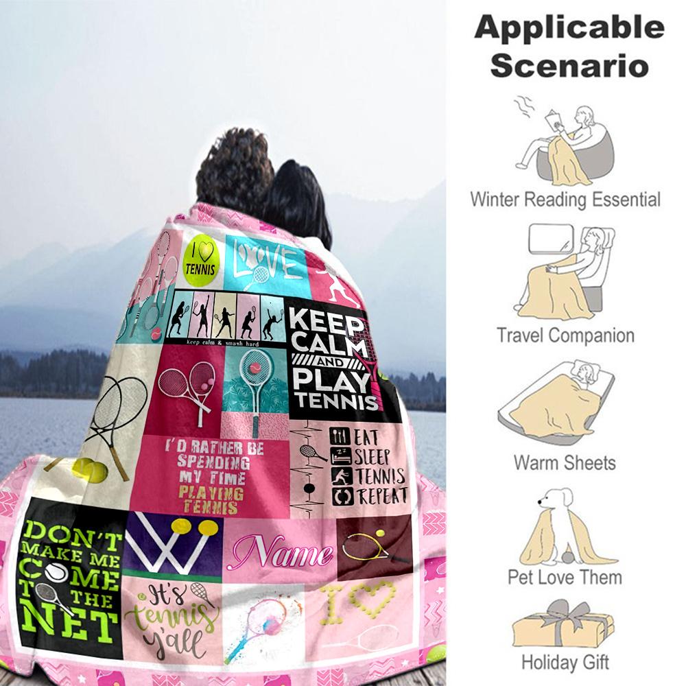 Love Tennis Personalized Text Blanket Cozy Personalized Blanket Soft & Cozy Suitable for Sofa Livingroom Bedding Office for All Occasions