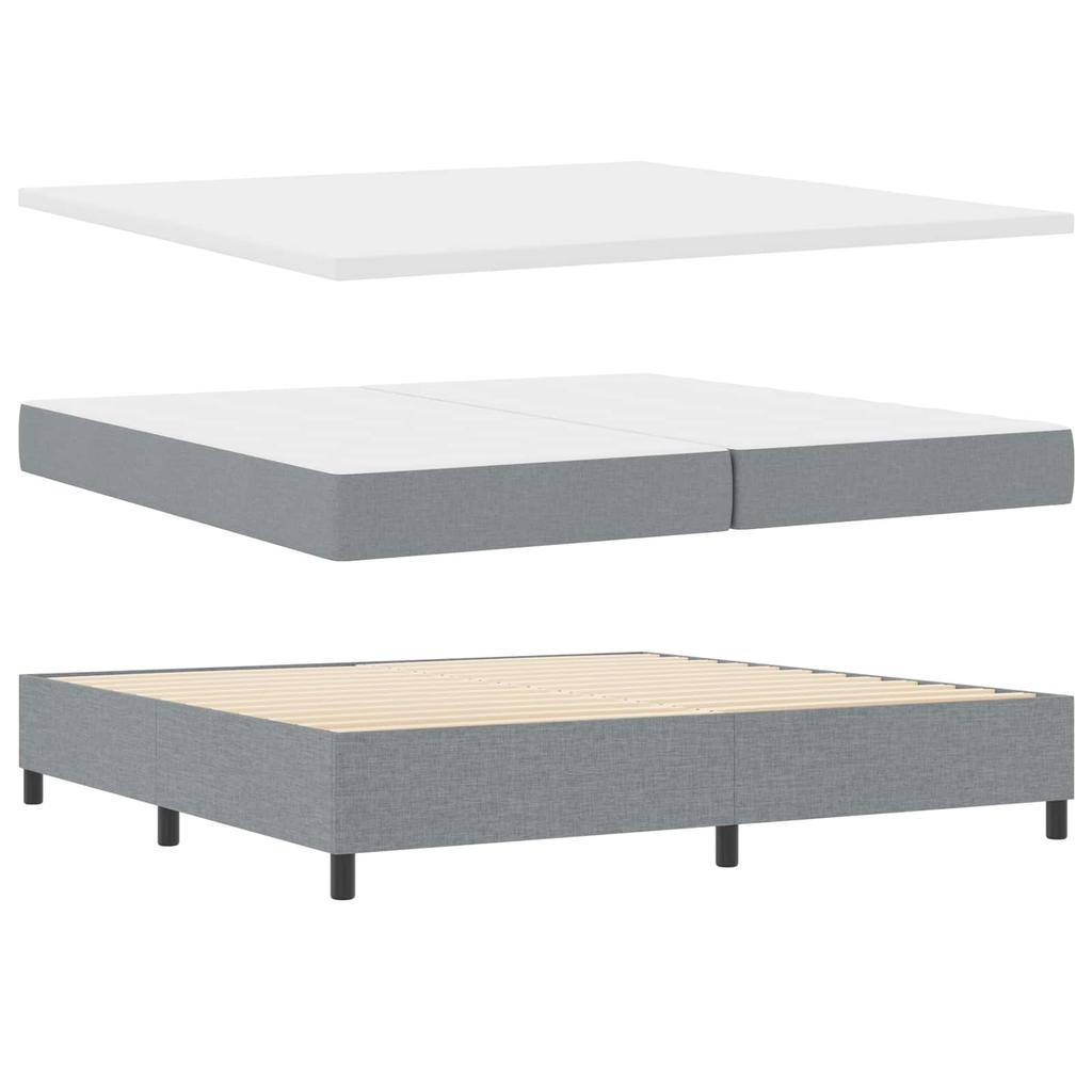 Box Spring Bed with Pillows Light Gray 200 x 200 cm Fabric