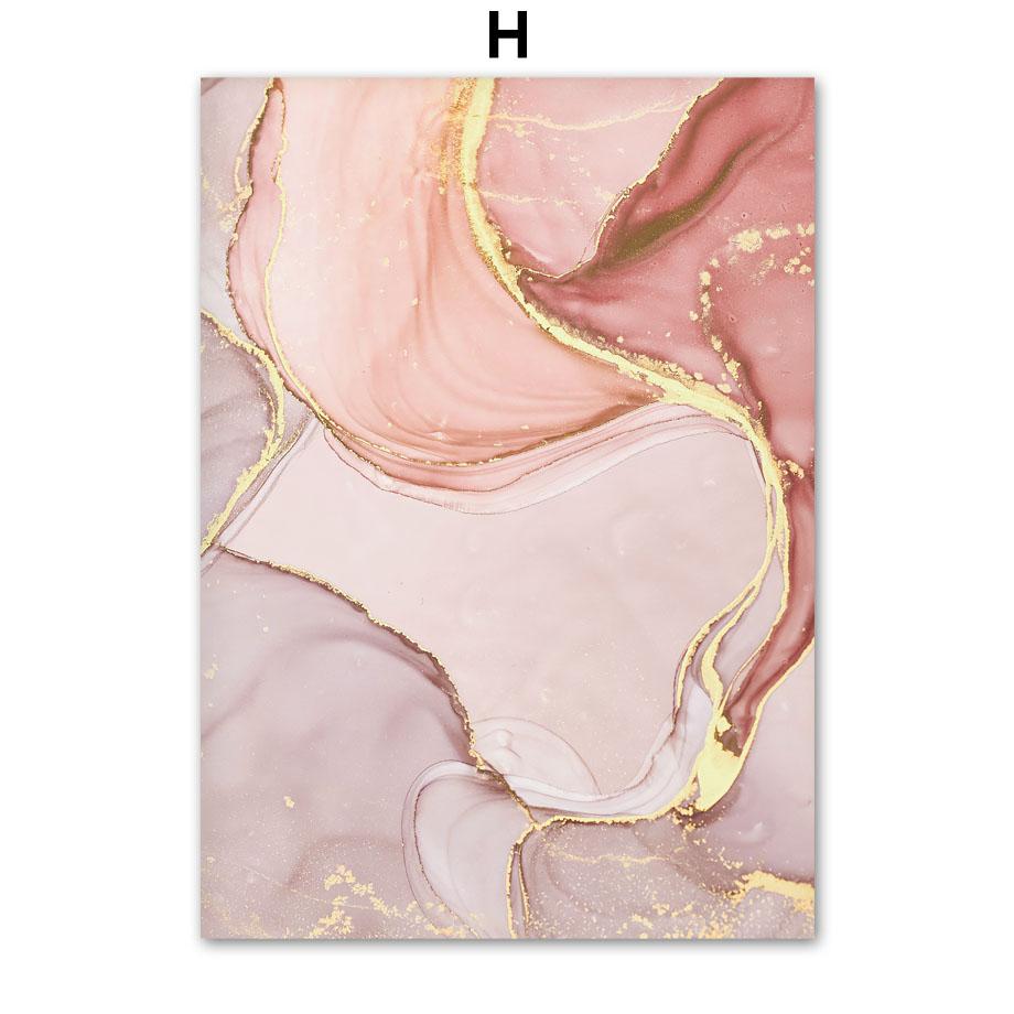 Modern Pink Gold Marble Flower Beach Girl Wall Art Nordic Posters Canvas Painting  And Prints Wall Pictures For Living Room Home